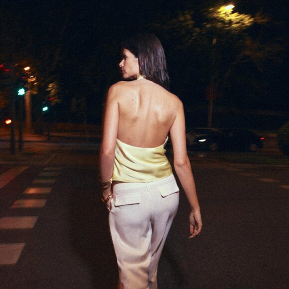 ZARA Satin Effect Halter Top – Light Yellow – Size L – NWT New With Tags 💛 - Picture 5 of 12